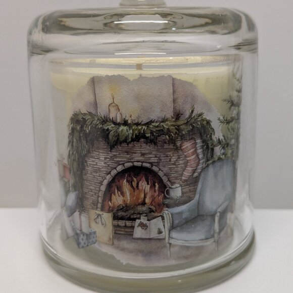 NEW! Michel Design Works Christmas by the Hearth Glass Cloche Candle 5.8oz/164g - Picture 1 of 9